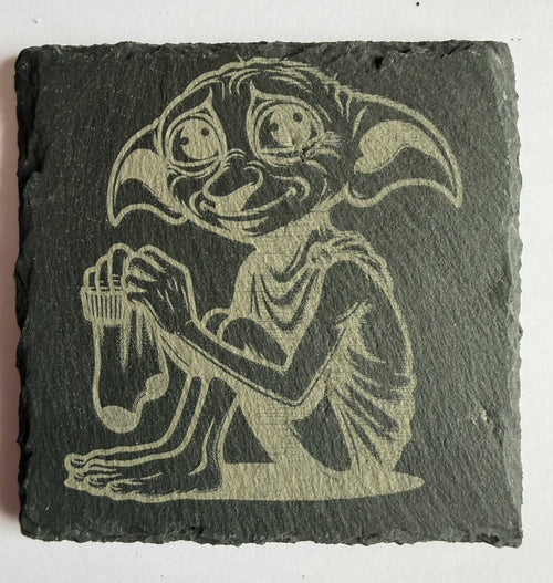 Dobby the house elf laser engraved slate coaster