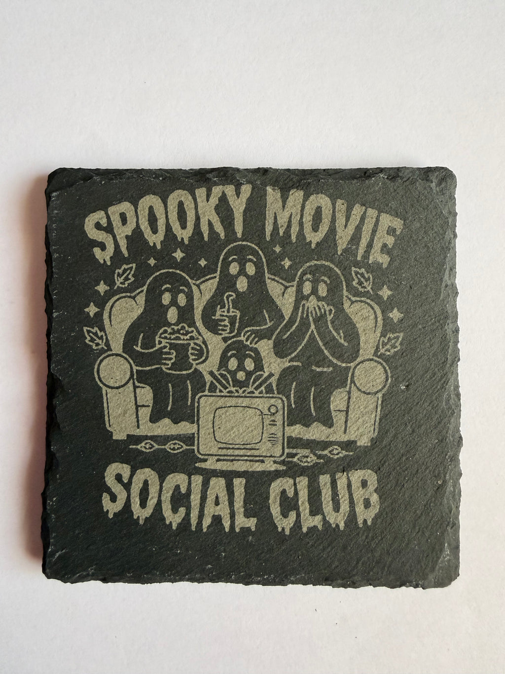 Spooky Movie Social Club Slate Coaster