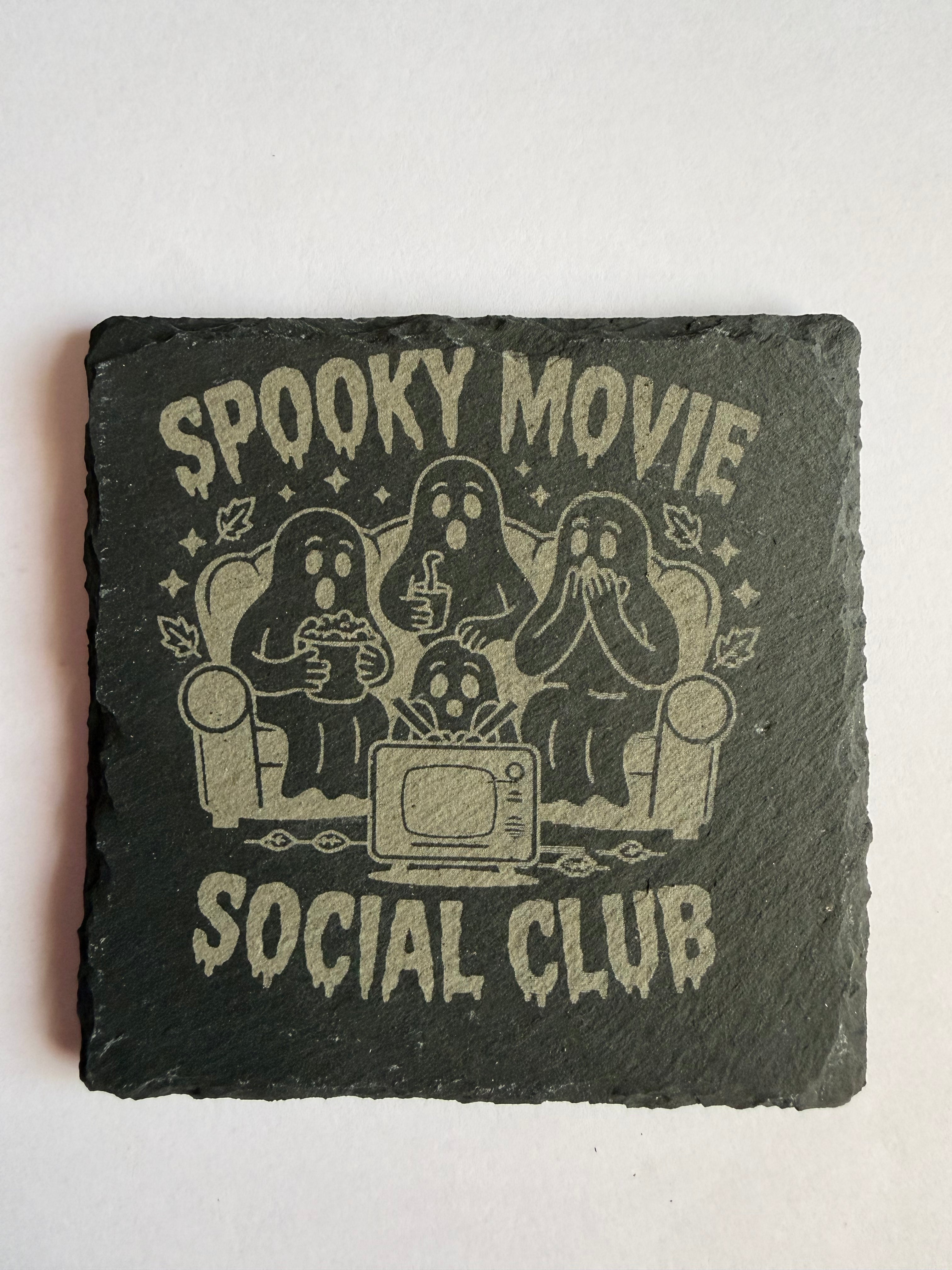 Spooky Movie Social Club Slate Coaster